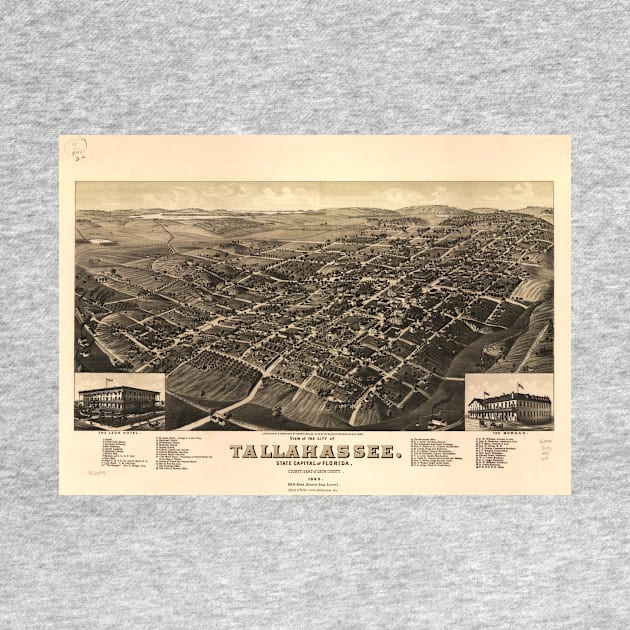 Vintage Pictorial Map of Tallahassee FL (1885) by Bravuramedia